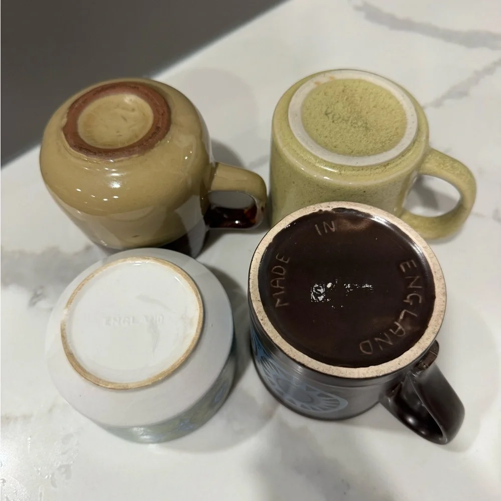 Vintage 1970s Stoneware Mug Lot Retro Mix Set of 4 - Picture 2 of 3